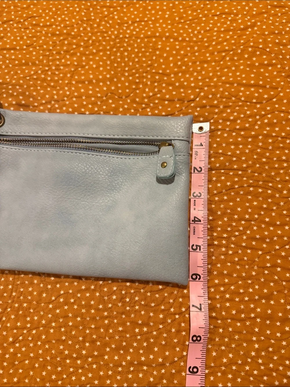 Under One Sky Blue/Light Blue Vegan Leather Reversible Tote with Matching Pouch